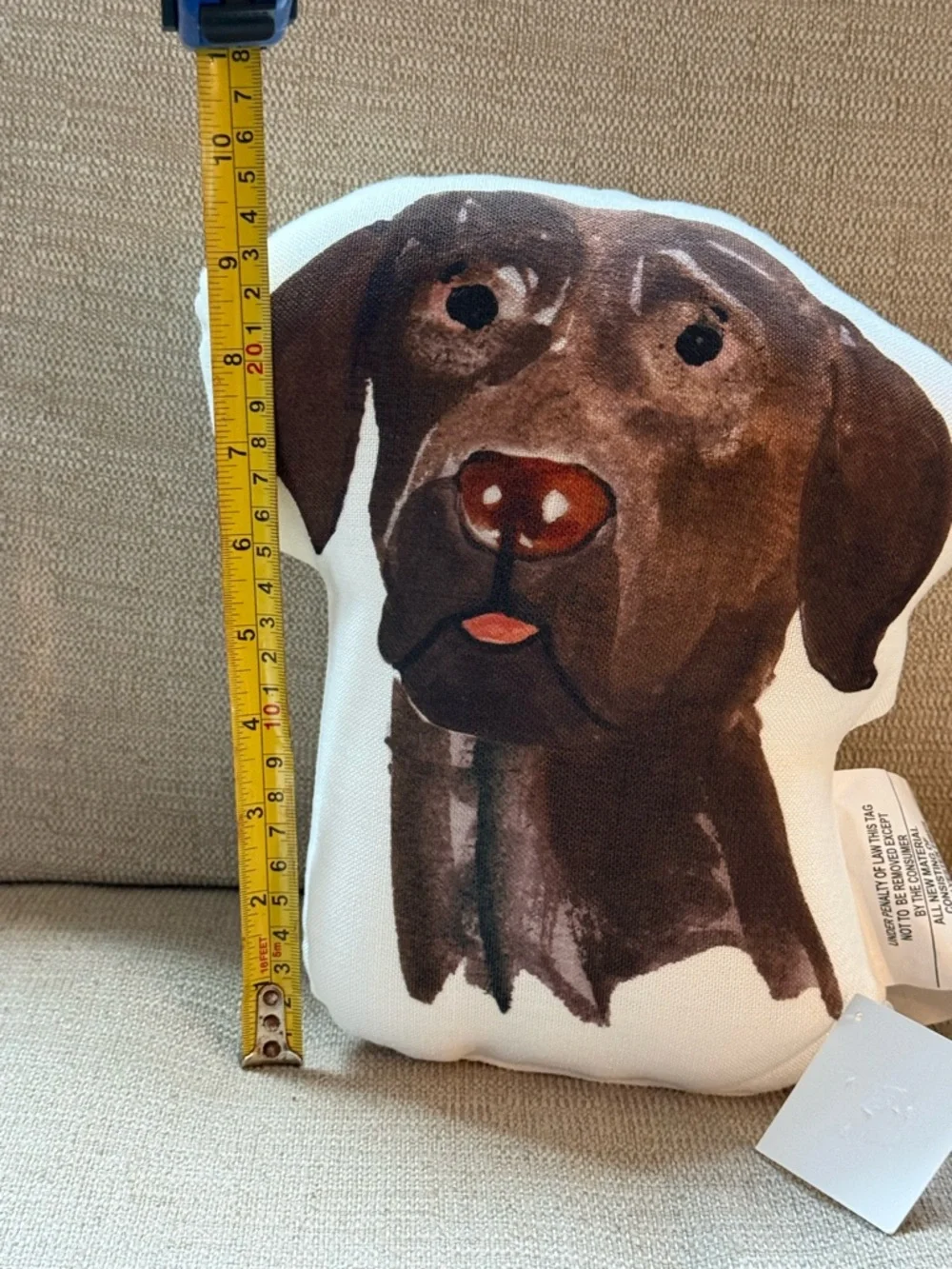 NWT 9”x10” Brown Labrador Dog Face Pillow - Decorative Plush Accent
